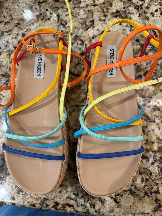 Steve Madden Shoes - Steve Madden Rainbow Strappy Flat Sandals
